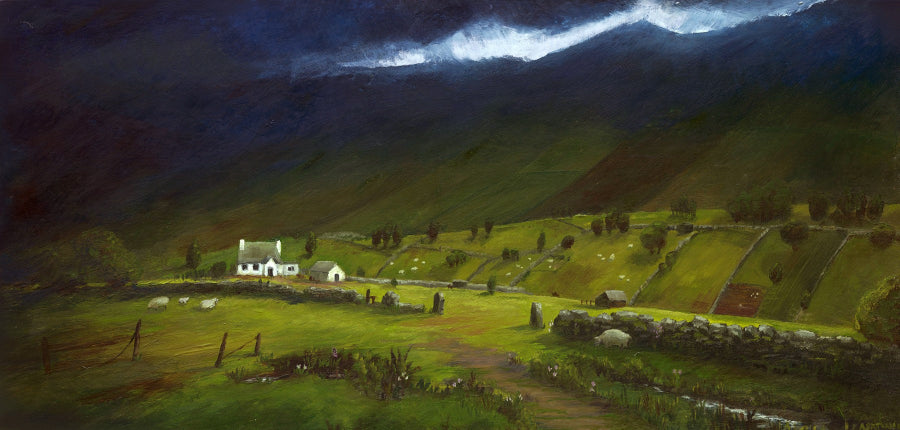 A Break in the Storm by Ron Ashtiani. An original landscape painting with stormy sky - for sale at The Biscuit Factory Newcastle