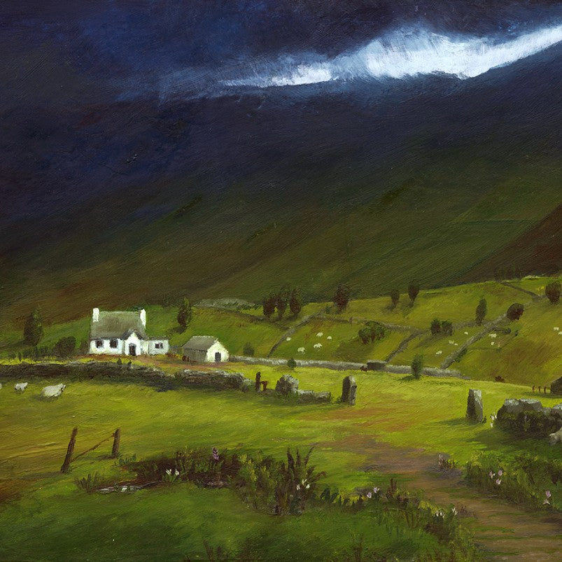 A Break in the Storm by Ron Ashtiani. An original landscape painting with stormy sky - for sale at The Biscuit Factory Newcastle