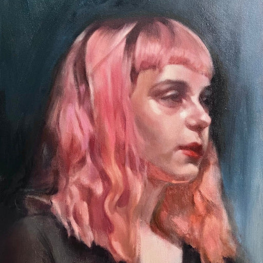 Abbey with Pink Hair by Mick McNicholas | Original painting for sale at The Biscuit Factory as part of the New Light Art Prize 