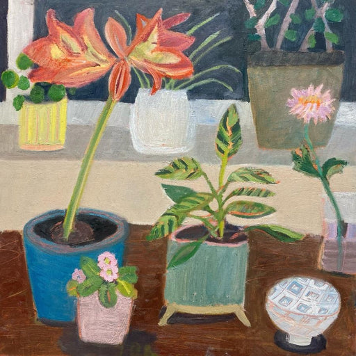 Amaryllis and Pot Plant by Jo Sharpe, an original still life painting. | Find original art for sale at The Biscuit Factory Newcastle