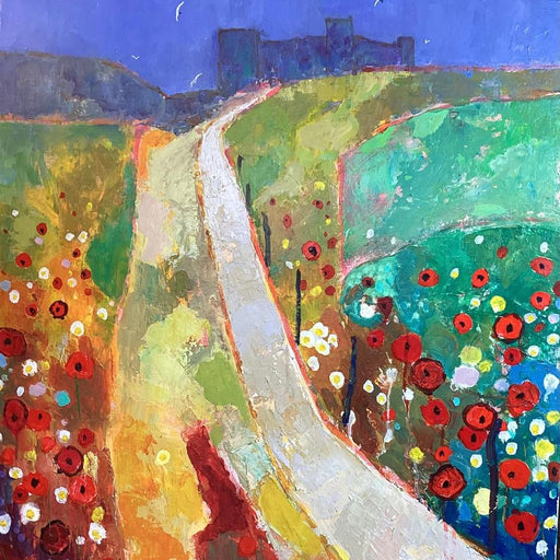 Bamburgh Summer by Anthony Marshall | Contemporary Landscape painting for sale at The Biscuit Factory 