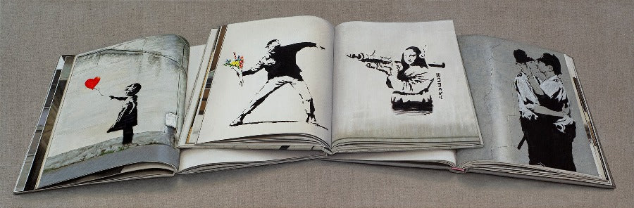 Banksy Open Books by Ian Robinson | Contemporary Still Life painting for sale at The Biscuit Factory Newcastle as part of the New Light Art Prize 2024