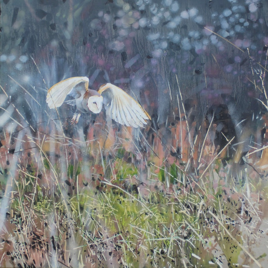 Barn Owl Ghosting by James Fotheringhame | Contemporary Painting for sale at The Biscuit Factory 