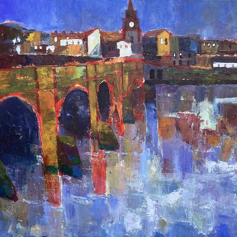 Berwick Old Bridge by Anthony Marshall | Contemporary Painting for sale at The Biscuit Factory Newcastle 