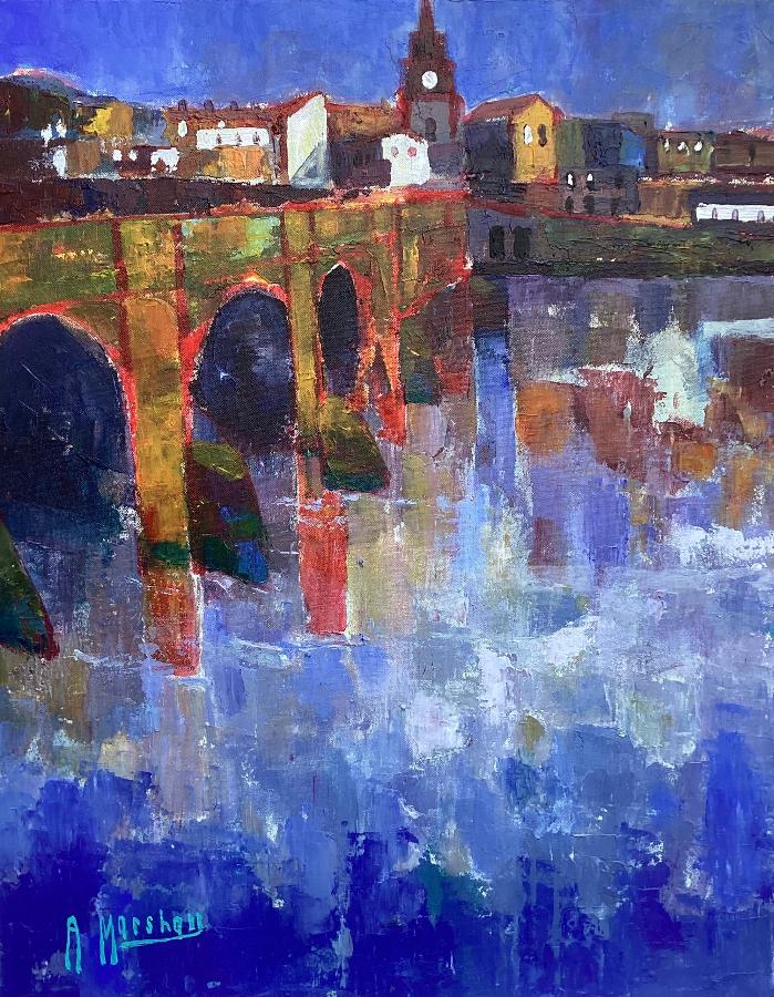 Berwick Old Bridge by Anthony Marshall | Contemporary Painting for sale at The Biscuit Factory 