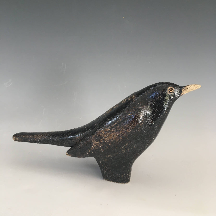 Blackbird by Stephanie Cunningham | Original handcrafted ceramic bird sculpture for sale at The Biscuit Factory Newcastle 