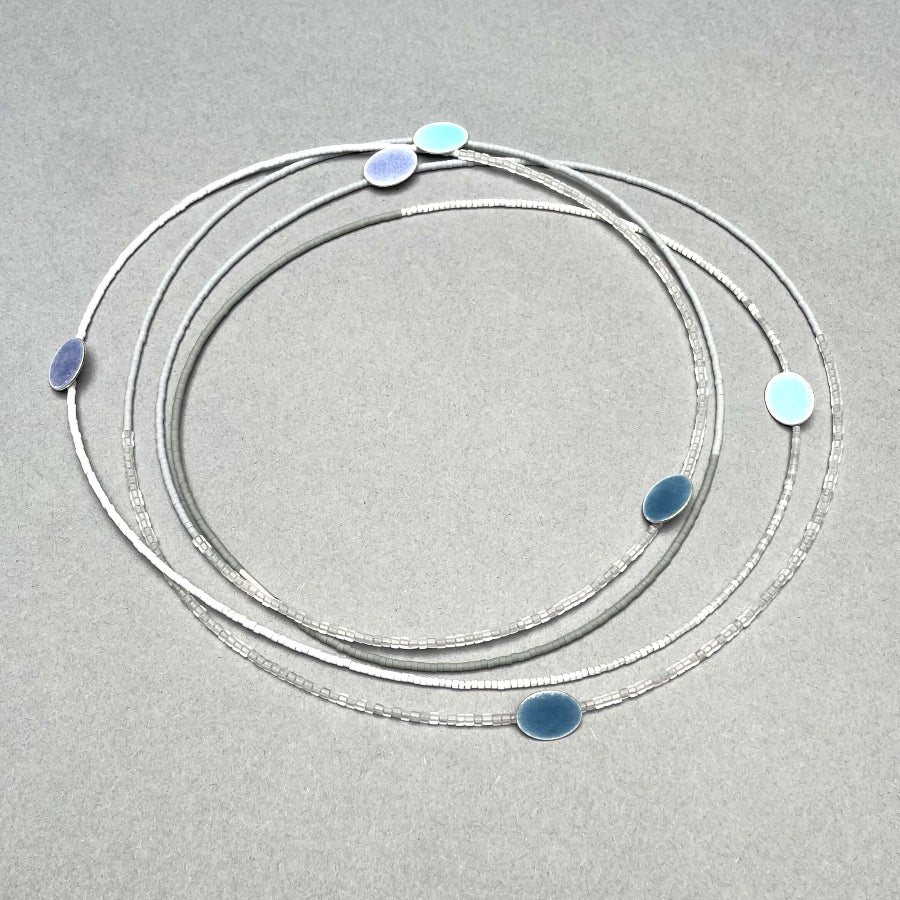 Blue Grey Dots Necklace by Annabet Wyndham | Contemporary Jewellery for sale at The Biscuit Factory Newcastle