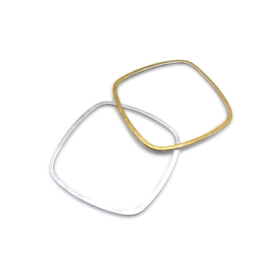 Box Bangle by Eleanor Whitworth, square bangles in silver and gold. | Contemporary handmade jewellery at The Biscuit Factory Newcastle