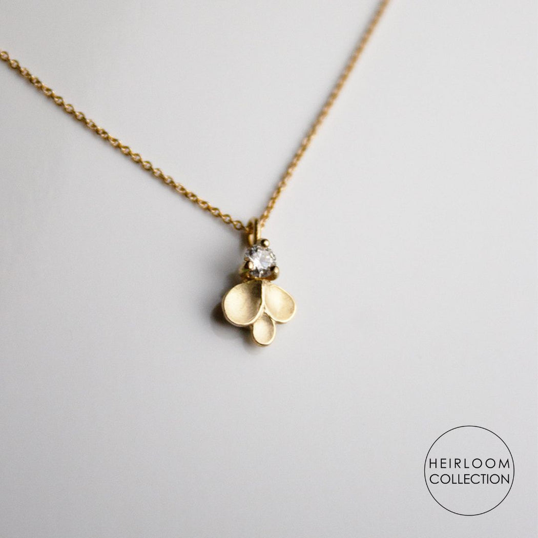 Dahlia Three Leaf Necklace by Dagmar Korecki | Contemporary Jewellery for sale at The Biscuit Factory 