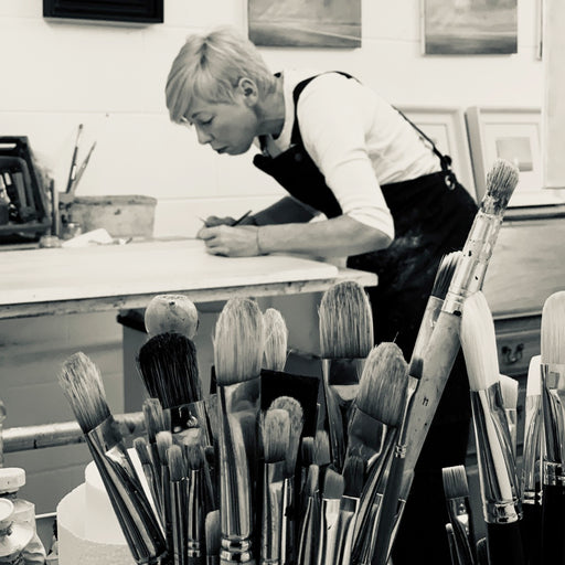 Artist Deborah Grice at work in her studio