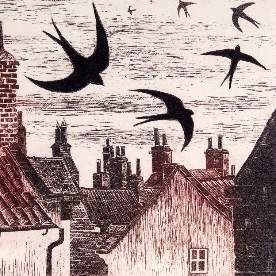 Evening Swifts by Pamela Grace | Limited edition etching print for sale at The Biscuit Factory Newcastle 