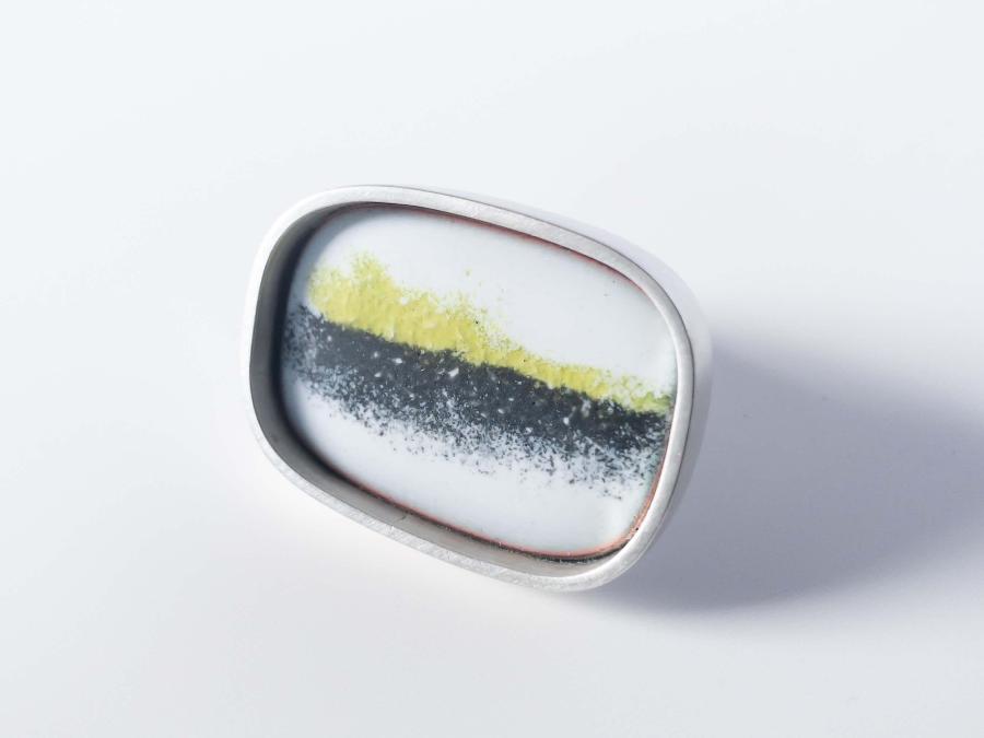 Extra Small Dark aHorizon Brooch by Emma Wilson | Contemporary Jewellery for sale at The Biscuit Factory Newcastle 