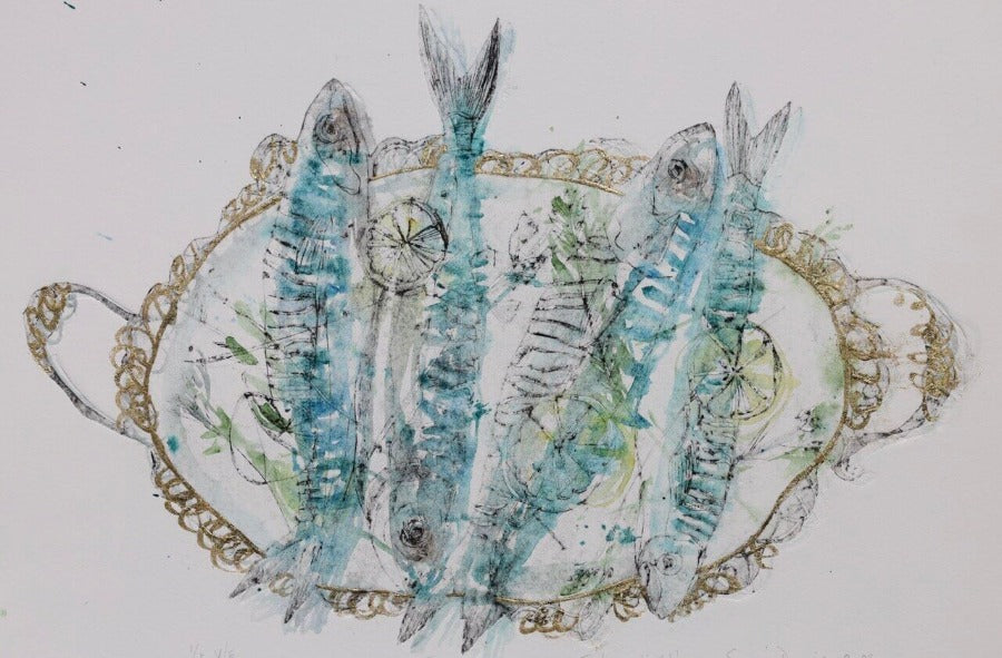 Fish Supper on a Friday Night by Susan Davies | Contemporary Prints available at The Biscuit Factory Newcastle