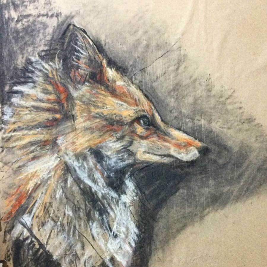 Fox Profile by Zoe Robinson | Contemporary Drawing for sale at The Biscuit Factory Newcastle 