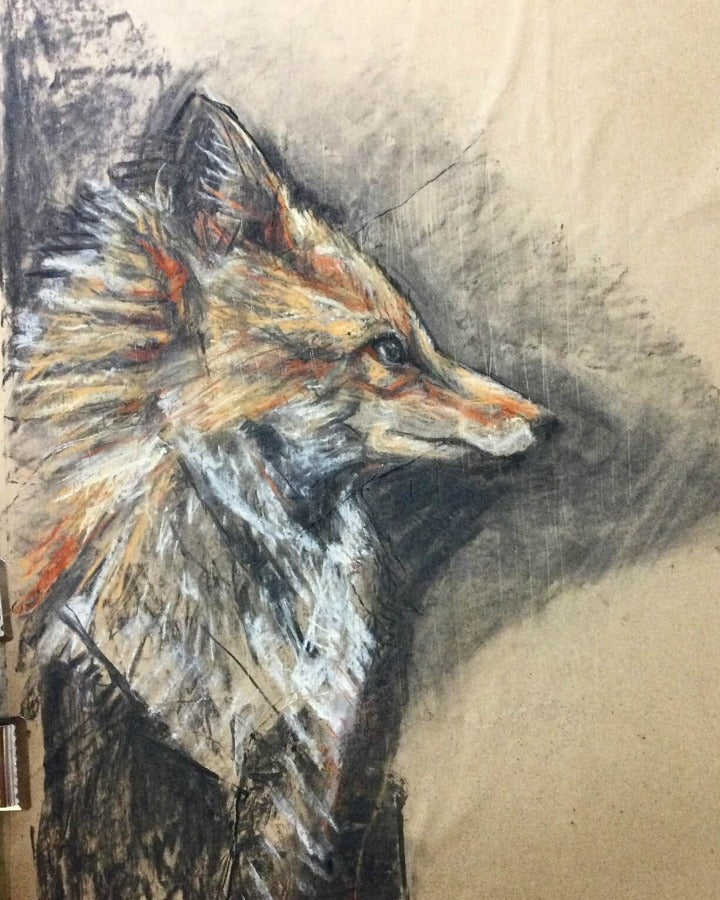 Fox Profile by Zoe Robinson | Contemporary Drawing for sale at The Biscuit Factory Newcastle