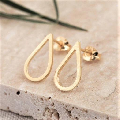 Gold Teardop Studs by Elin Horgan | Contemporary Jewellery for sale at The Biscuit Factory Newcasrtle 