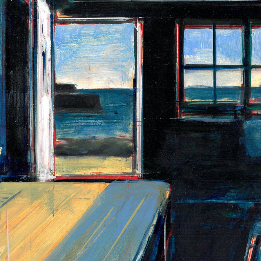 Habour Interior - The Yellow Table by Tom Voyce | Contemporary Painting for sale at The Biscuit Factory Newcastle 