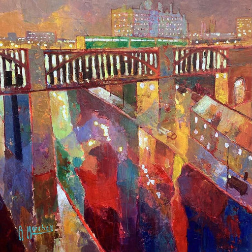 High Level Crossing by Anthony Marshall | Contemporary Painting for sale at The Biscuit Factory 