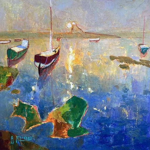 Holy Island Reflections by Anthony Marshall | Original Landscape paintings for sale at The Biscuit Factory Newcastle 