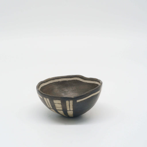 LH109 B/W Black Line Pinch Bowl by Laura Hancock | Contemporary Ceramics for sale at The Biscuit Factory Newcastle 