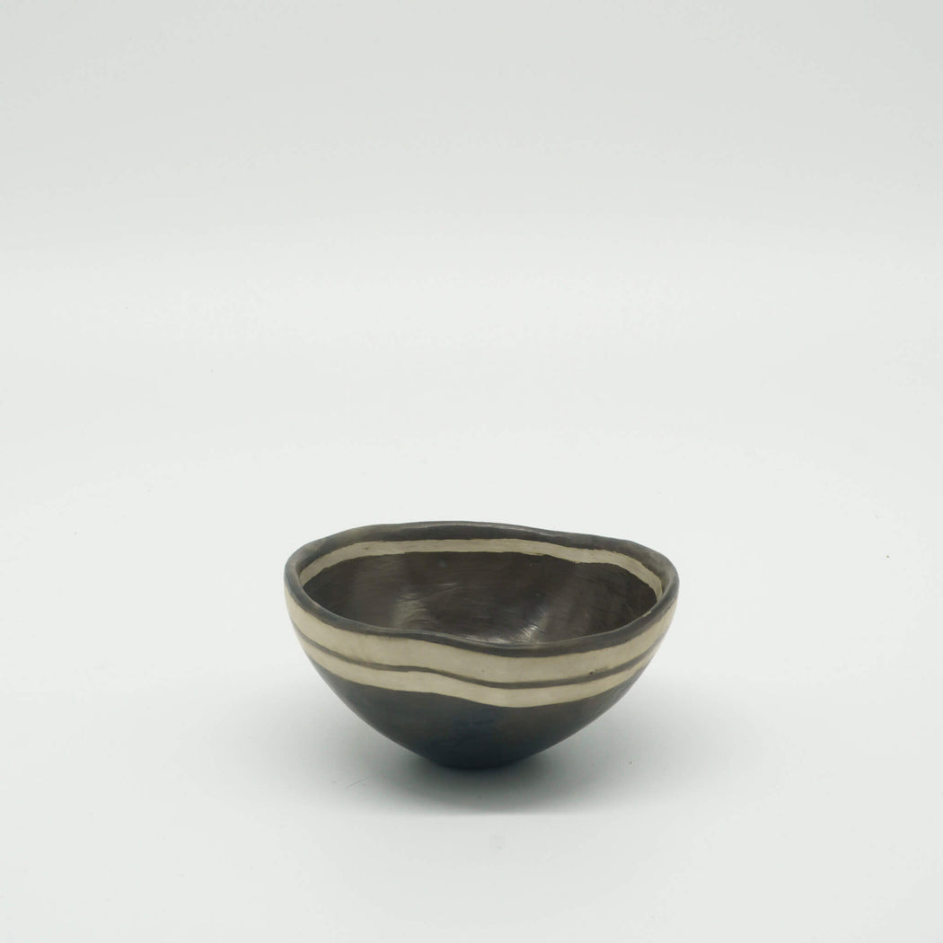 LH110 B/W Black Line Pinch Bowl by Laura Hancock | Contemporary Ceramics for sale at The Biscuit Factory Newcastle 