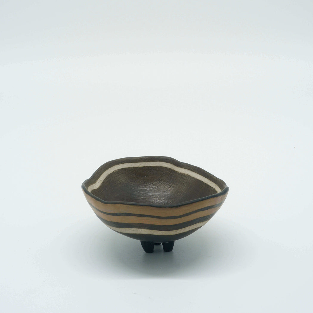 LH112 B/W Black Line Pinch Bowl by Laura Hancock | Contemporary Ceramics for sale at The Biscuit Factory Newcastle 