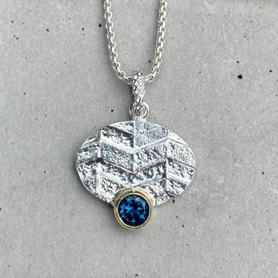 LT19 Parquet Pendant Silver with Blue Topaz by Lucy Thompson | Contemporary Jewellery for sale at The Biscuit Factory Newcastle