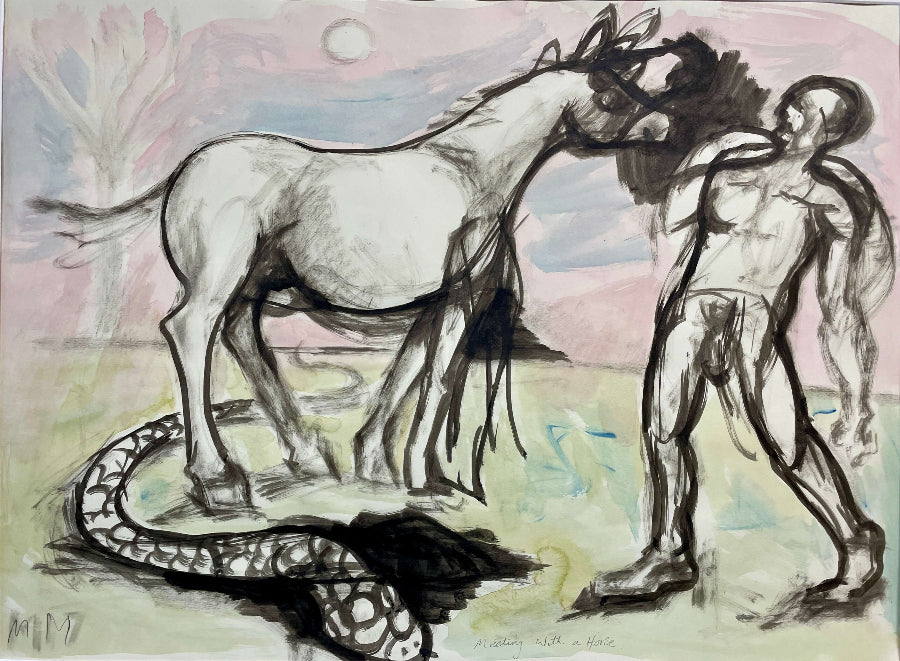 Meeting with a Horse by Mike Moor | Contemporary Painting for sale at The Biscuit Factory Newcastle