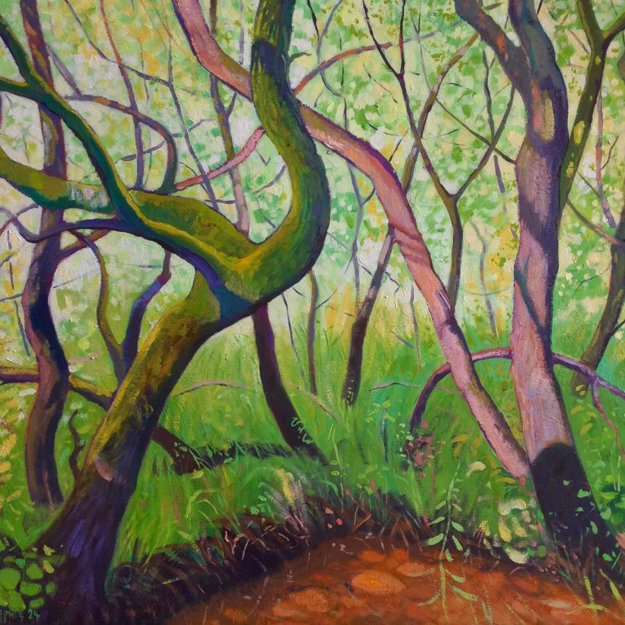 Mossy Brook by Chris Cyprus | Contemporary Landscape painting for sale at The Biscuit Factory Newcastle 