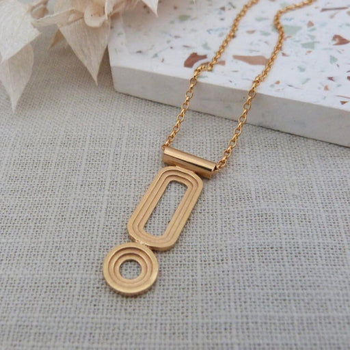 Phoebes Circles Oval Necklace by Elin Horgan | Contemporary Gold jewellery for sale at The Biscuit Factory Newcastle 