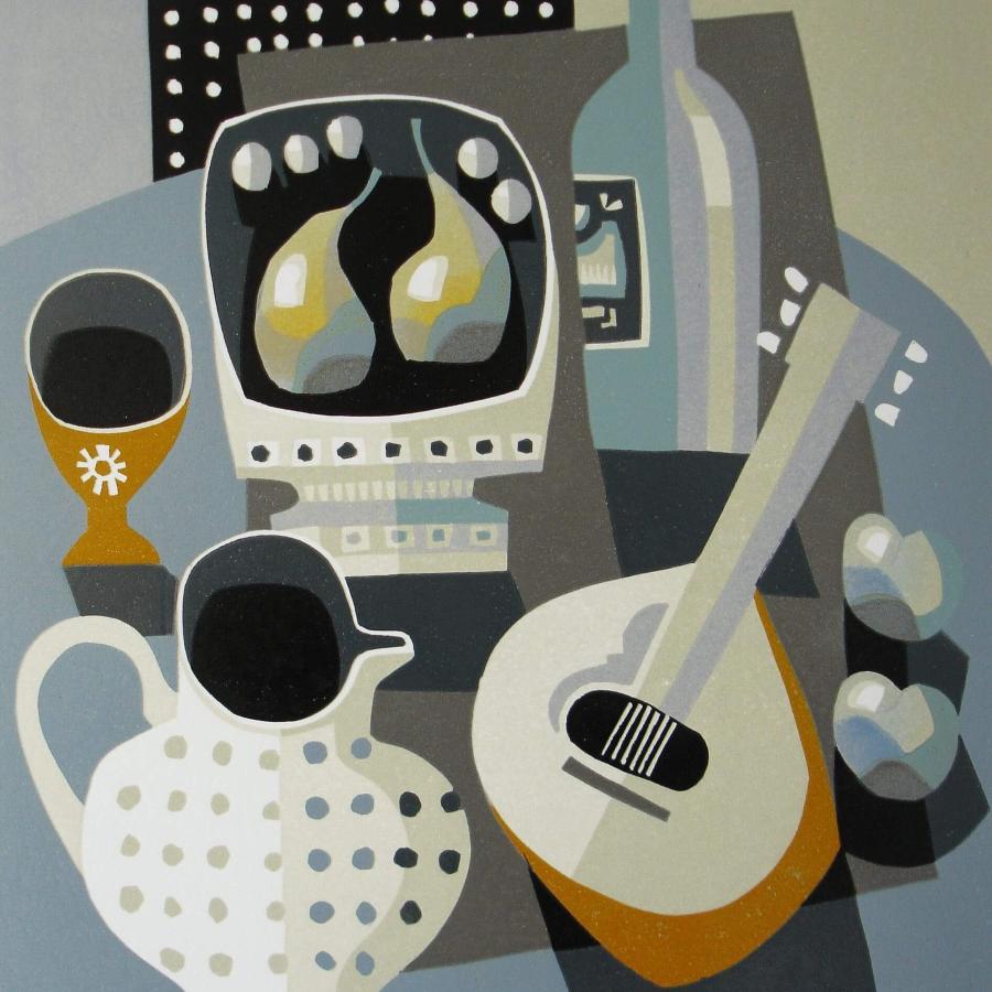 Spotted Jug and Mandolin by Jane Walker | Limited Edition Print for sale at The Biscuit Factory Newcastle 