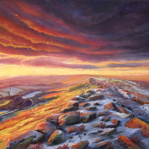 Stanage Edge by Ron Ashtiani - an original landscape painting for sale at The Biscuit Factory Newcastle