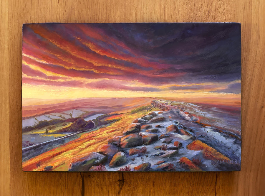 Stanage Edge by Ron Ashtiani - an original landscape painting for sale at The Biscuit Factory Newcastle