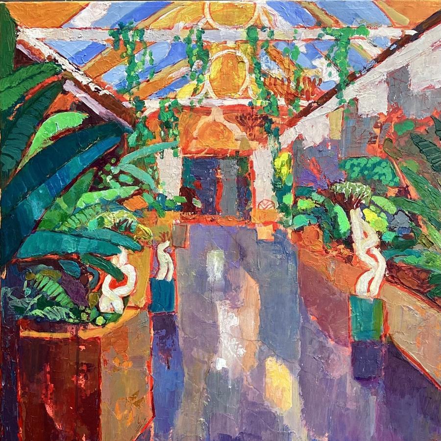 The Garden Room by Anthony Marshall | Contemporary Expressive painting of the Garden Room at The Biscuit Factory Newcastle