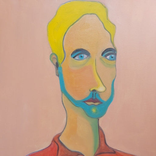 The River Man by Peter Hallam, a colourful portrait painting. Original art for sale at The Biscuit Factory Newcastle