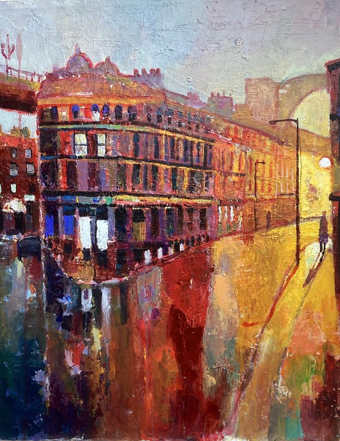 The Side Newcastle by Anthony Marshall | Contemporary Cityscape painting for sale at The Biscuit Factory Newcastle 