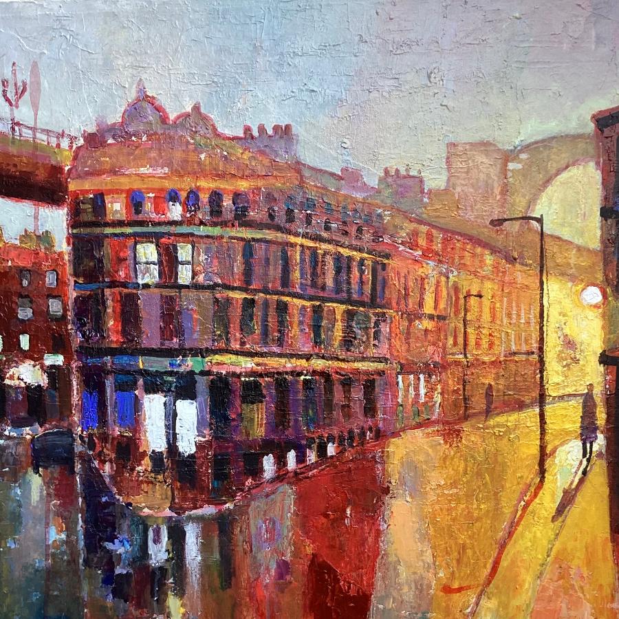 The Side Newcastle by Anthony Marshall | Contemporary Cityscape painting for sale at The Biscuit Factory Newcastle 