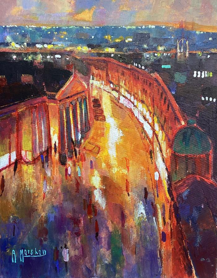 Theatre Royal Summer Evening by Anthony Marshall | Contemporary Cityscape for sale at The Biscuit Factory Newcastle 