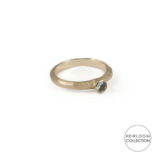 Faceted D Ring by Kathryn Hinton - Gold & Aquamarine | Contemporary Jewellery for sale at The Biscuit Factory Newcastle