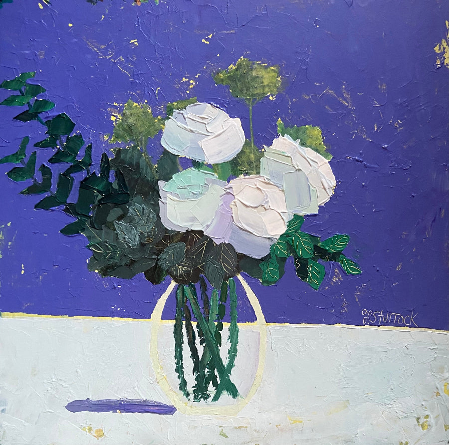 White Roses by Fiona Sturrock | Contemporary Painting for sale at The Biscuit Factory Newcastle 