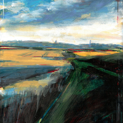 Yellow Fields - The Water Tower by Tom Voyce | Contemporary Painting for sale at The Biscuit Factory Newcastle 