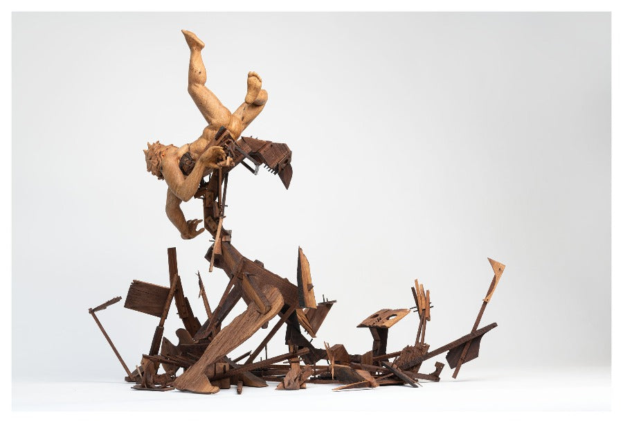 You are Now Entering Meritocracy by Jamie Frost | Contemporary Wooden Sculpture for sale as part of the New Light Sculpture Prize 2024