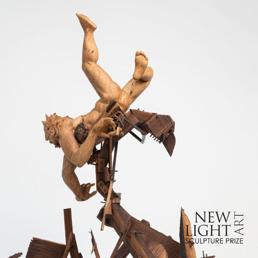 You are Now Entering Meritocracy by Jamie Frost | Contemporary Wooden Sculpture for sale as part of the New Light Sculpture Prize 2024