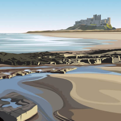 Bamburgh Castle from the Beach by Ian Mitchell | Limited edition prints for sale at The Biscuit Factory Newcastle 