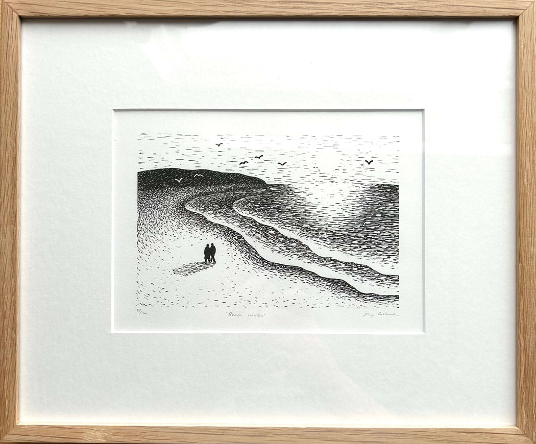 Beach Walks by Jay Caskie | Wood Engravings for sale at The Biscuit Factory Newcastle