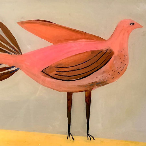 Fantail Bird on Yellow by Henrietta Corbett | Contemporary Painting of a bird for sale at The Biscuit Factory 