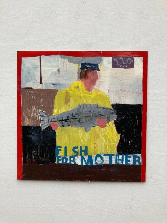 Take a look at 'Fish for Mother' by artist Richard Rainey. Original faux-naïf art for sale at The Biscuit Factory Newcastle