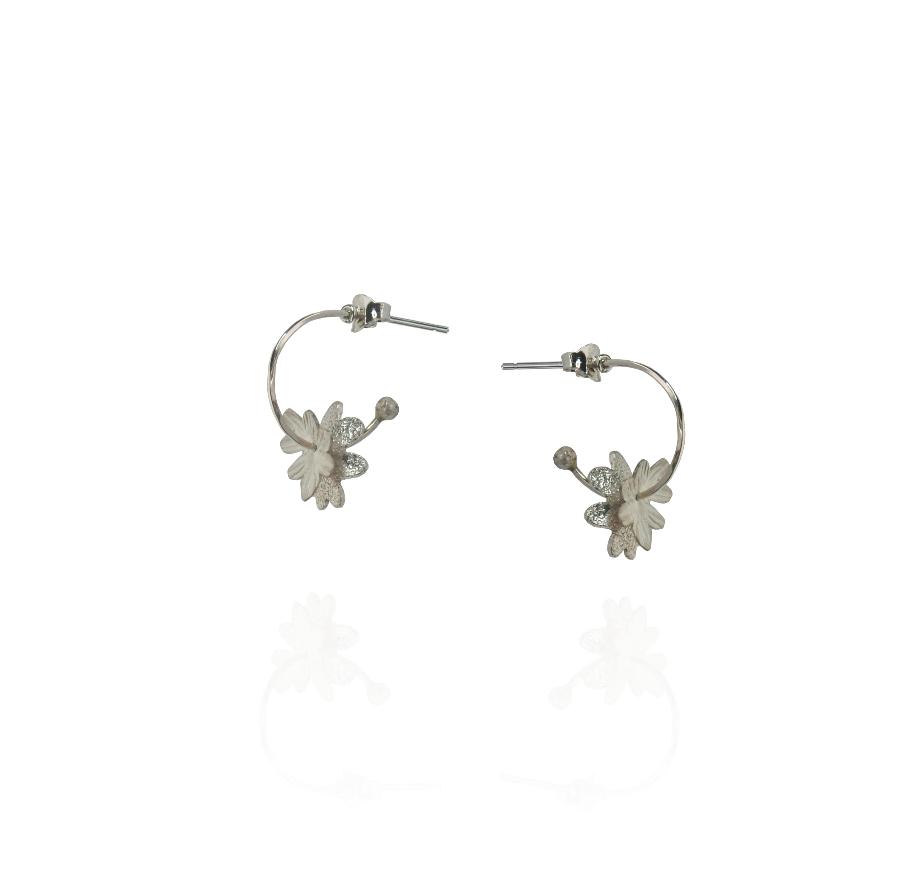 Flora Hoop Earrings - Silver by Fiona McAlear | Contemporary Jewellery for sale at The Biscuit Factory 