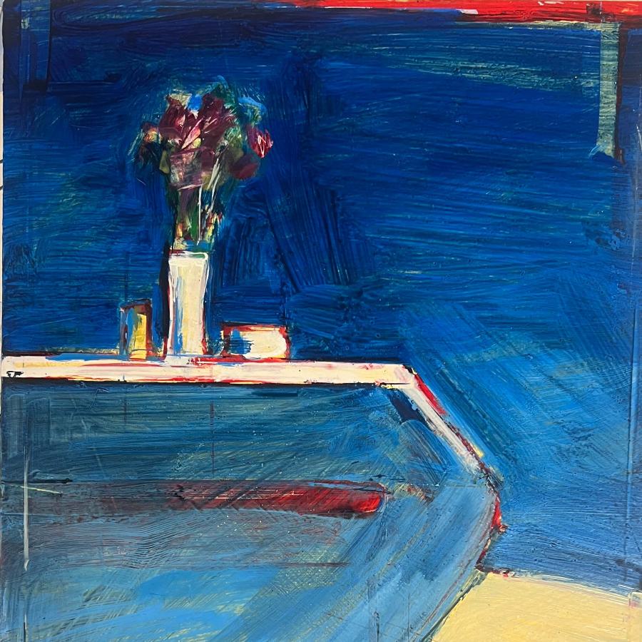 Flowers on a Table by Tom Voyce  | Contemporary Painting for sale at The Biscuit Factory Newcastle 