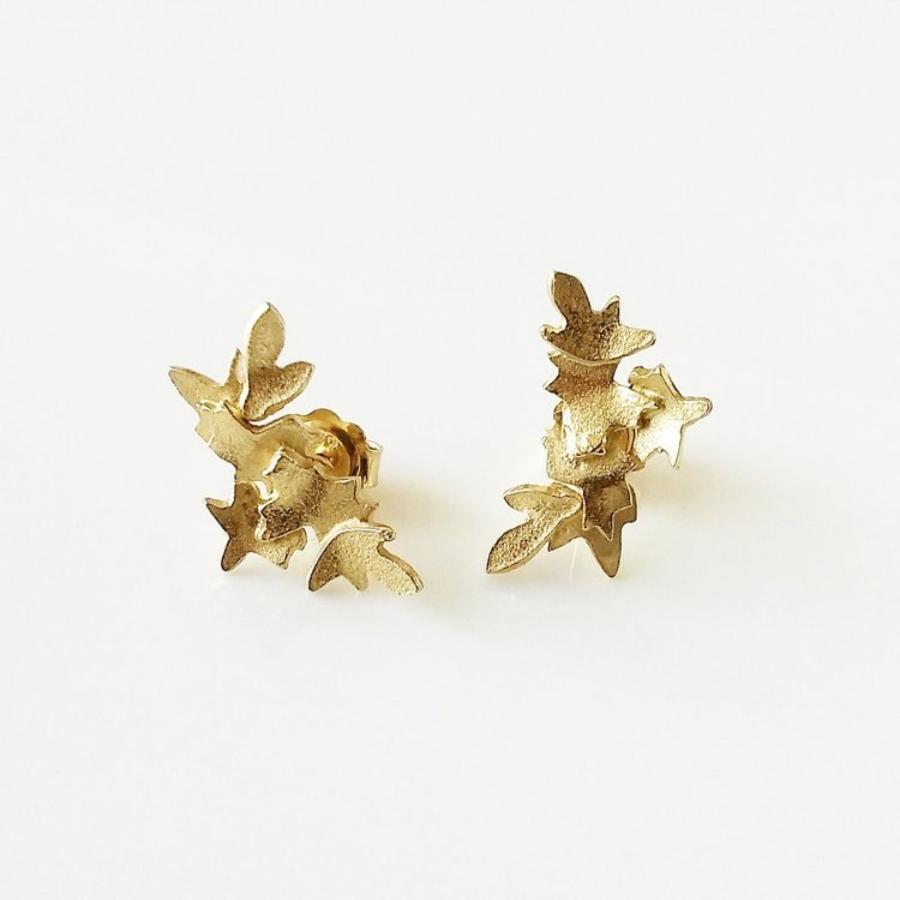 Garland Studs Gold Plate by Fiona McAlear | Original Gold jewellery for sale at The Biscuit Factory Newcastle 